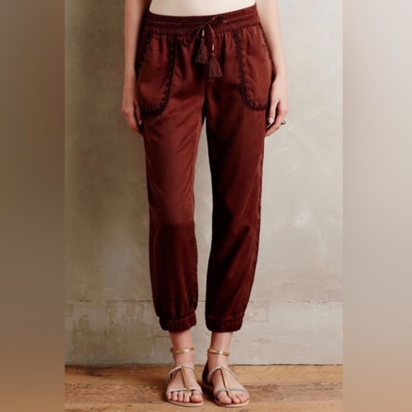 Anthropologie Pants - Hei Hei Anthropologie Embroidered pockets Brown Harem Jogger Boho Pants Size S